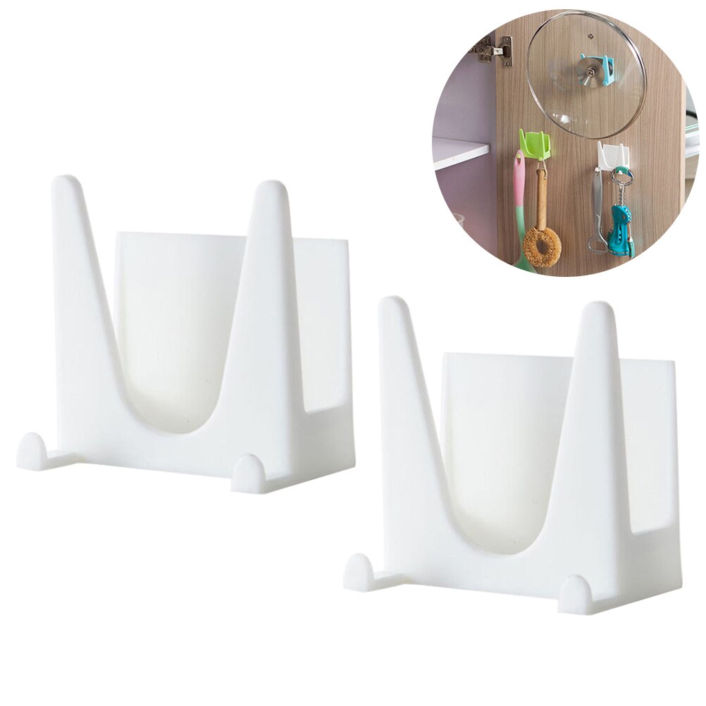 2 uds soporte para tapas de ollas de plástico montado en la Pared Soporte de tapa de olla herramienta de cocina organizador estante de almacenamiento