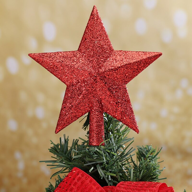 1pc glitter mini star julgran toppers röd guld silver mini star