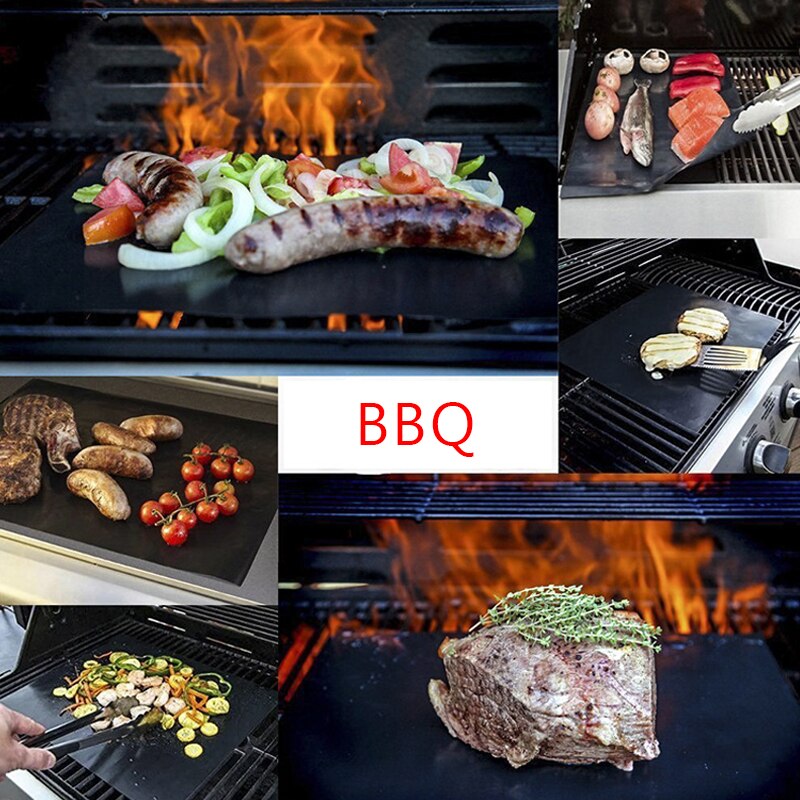 2 uds. De estera antiadherente para parrilla de barbacoa Arsmundi, utensilios de cocina, cocina de teflón para asar resistencia al calor, fácil de limpiar