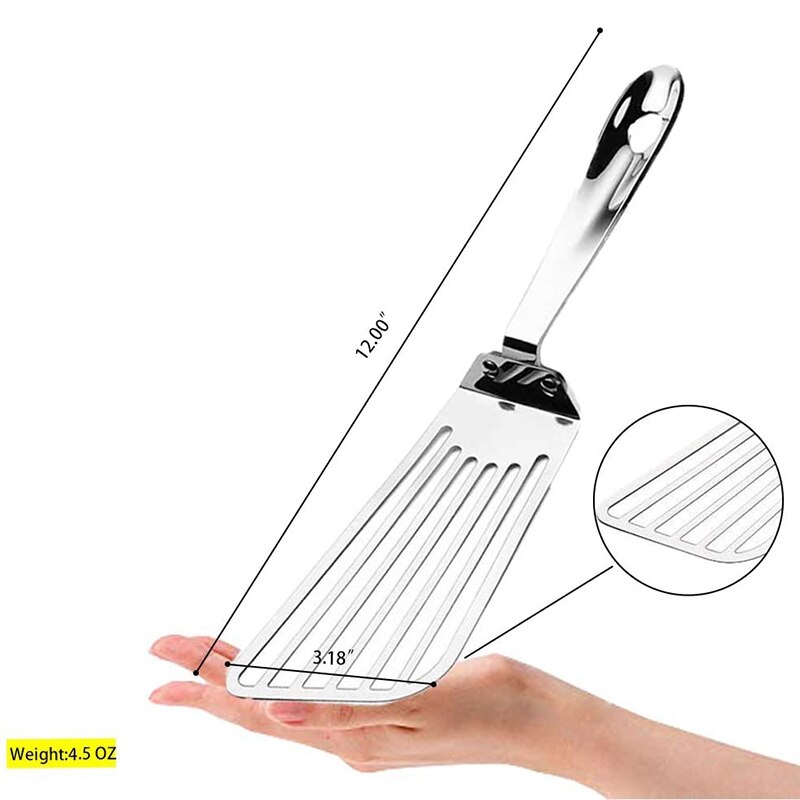 Stainless Spatula Fish Spatula with Long Wide Flexible Blade,Flexible Sturdy Spatula Support Easier for Flipping