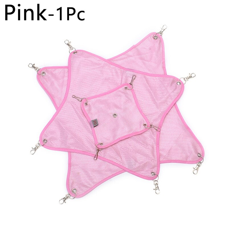 Hanging Rodent Hammock Square Shape Summer Breathable Mesh Bed Hammock For Rat Hamster Ferret Small Animals Swing Toy: Pink / M