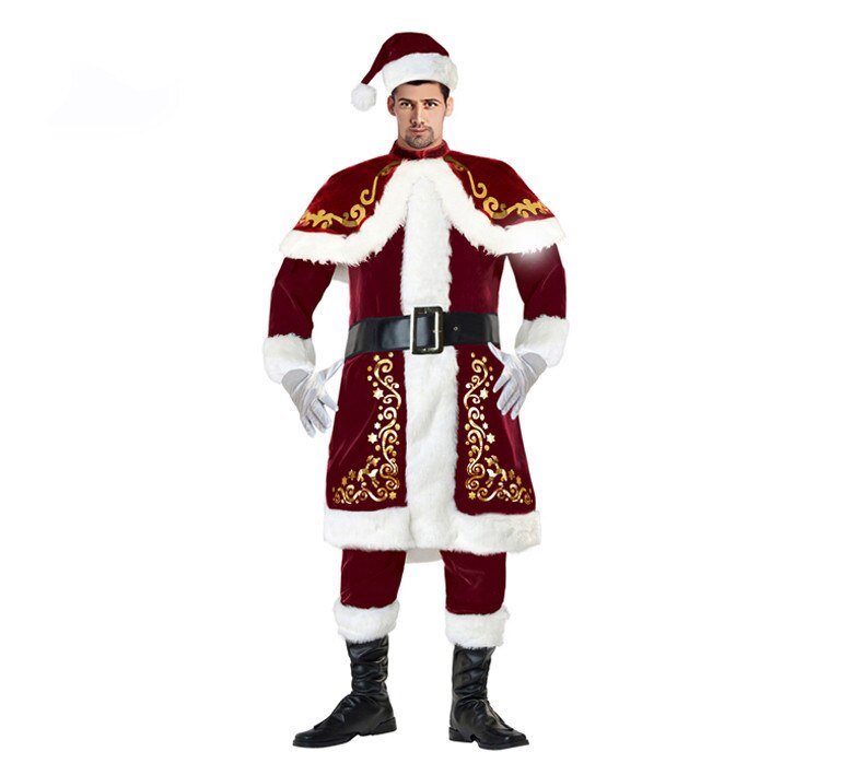 Costume de noël de luxe rouge pour adultes, tenue amusante pour fête de noël, M-XXXL
