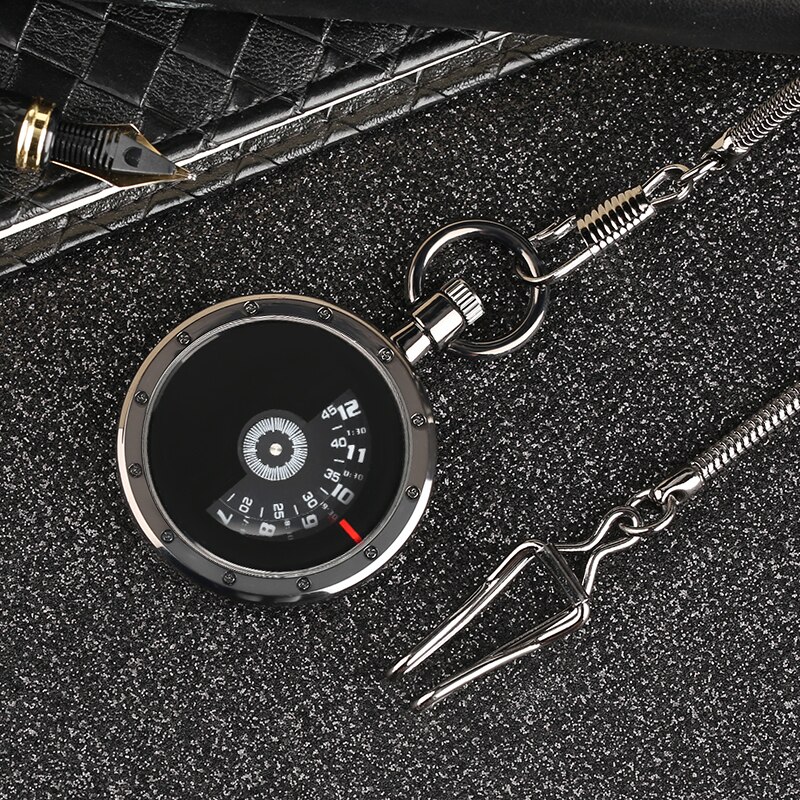 Quartz Pocket Watch Black Numerals Time Read With 30cm Chain No Cover Men Watches Clock