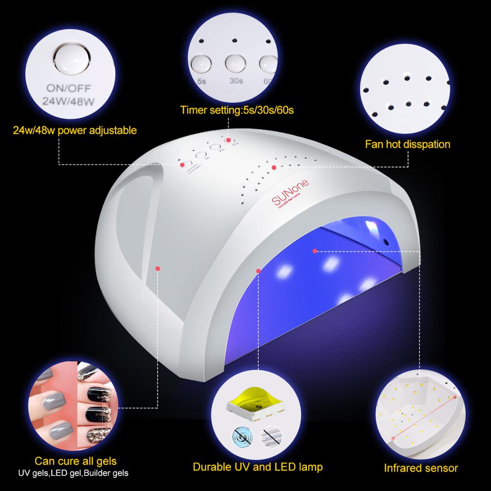 Azure Schönheit Nagel Lampe Sunone Nagel Trockner 24 W/48 W Für UV LED Gel Nagellack Maschine Aushärtung alle Gel Polnischen Infrarot Sensor