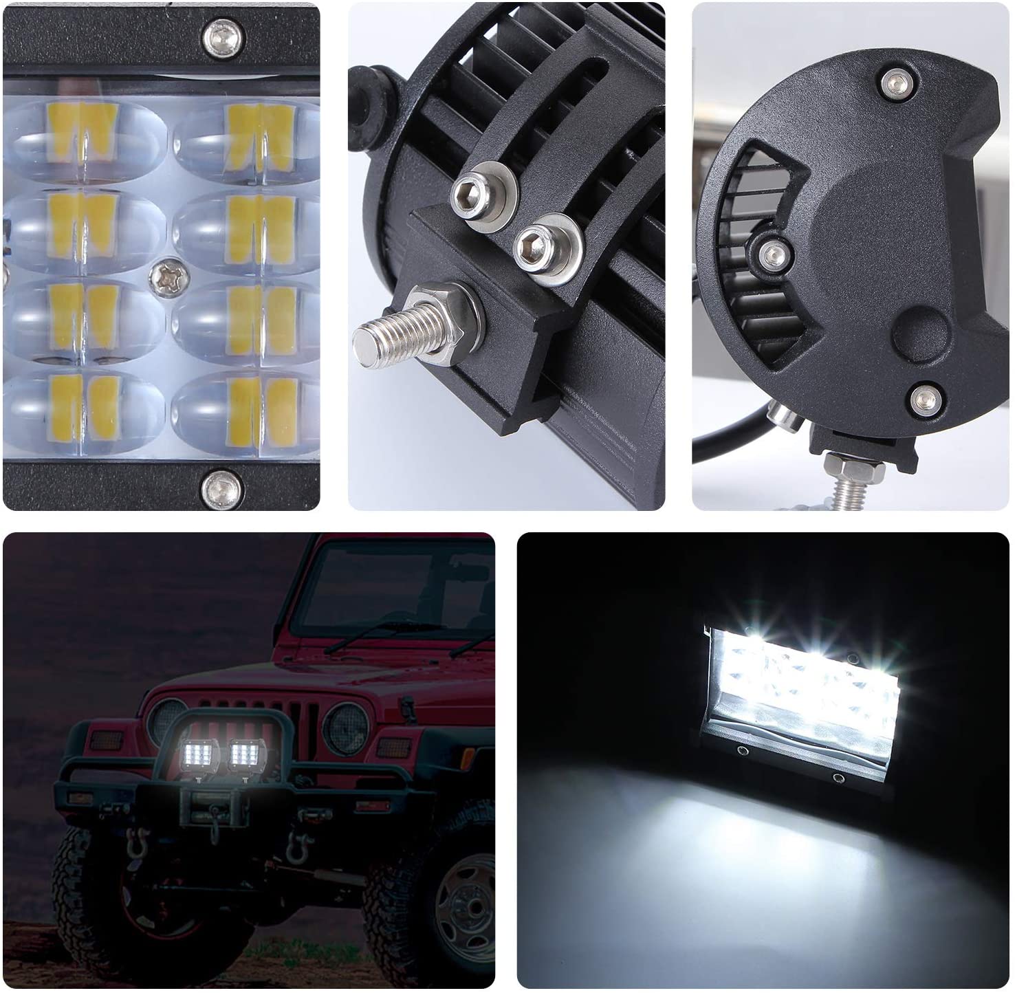Barra de luz LED de trabajo todoterreno, faro antiniebla auxiliar de 4 pulgadas para coche, SUV, camión, barco, conducción, motocicleta, 12V, 24V, WAGON, 4x4