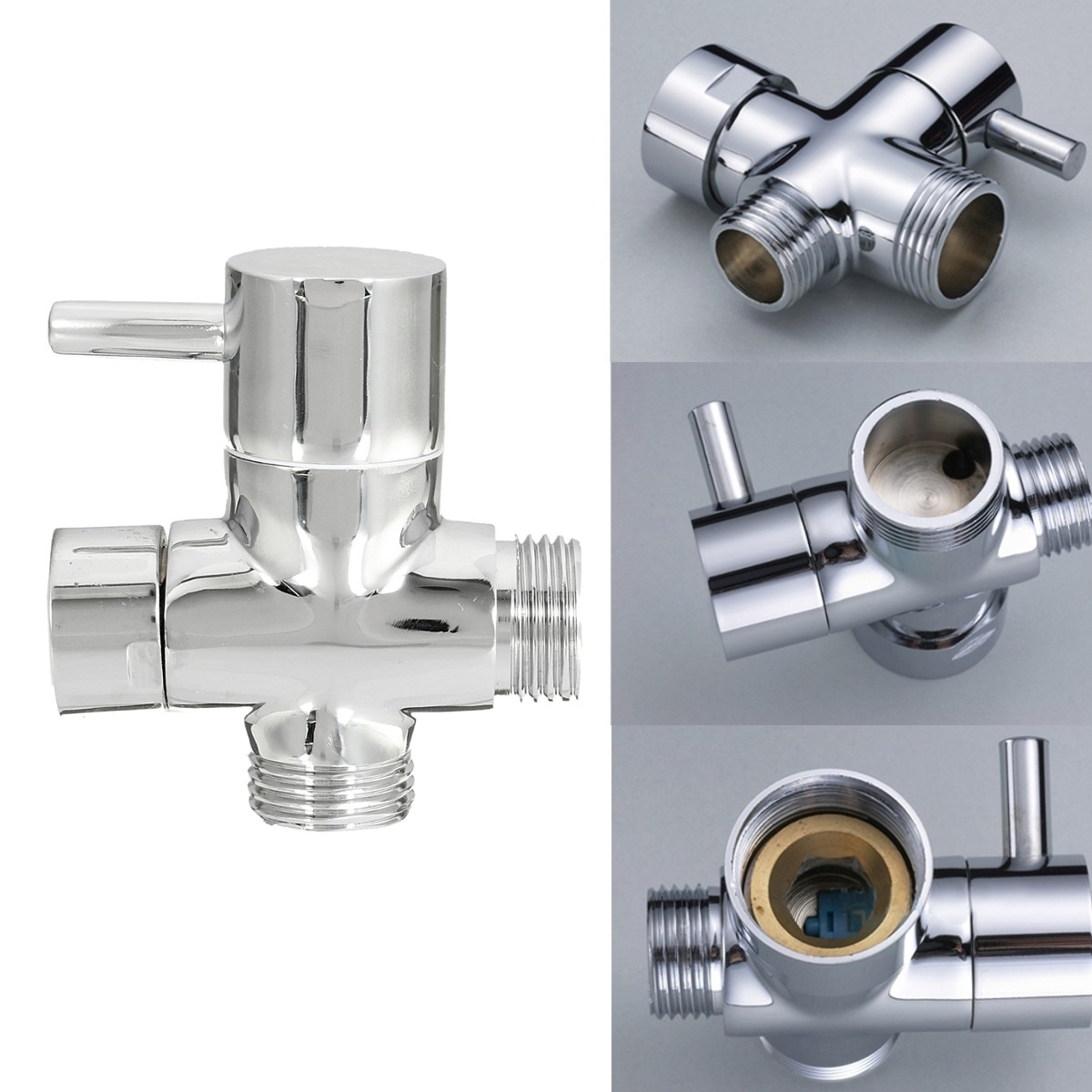 Brass Diverter Valve 3 way Water Separator Shower Tee Adapter Adjustable Shower Head Diverter Valve Bathroom Accessories