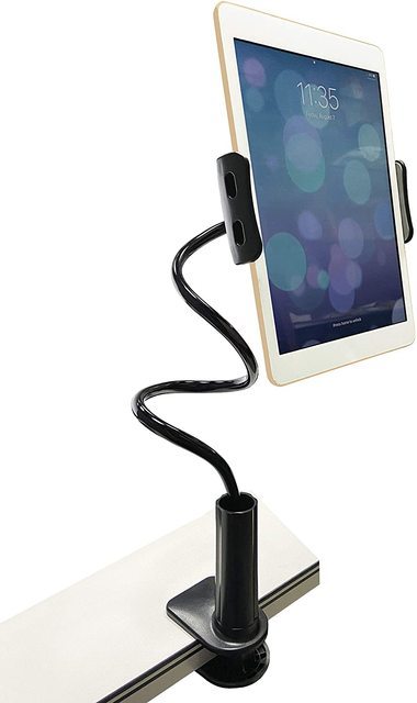 Justerbar arm tablett stativ säng bordsfäste hållare 360 ° rotation tabletter/mobiltelefon fäste för iphone ipad air mini pro 4-13 '': T2 - svarta