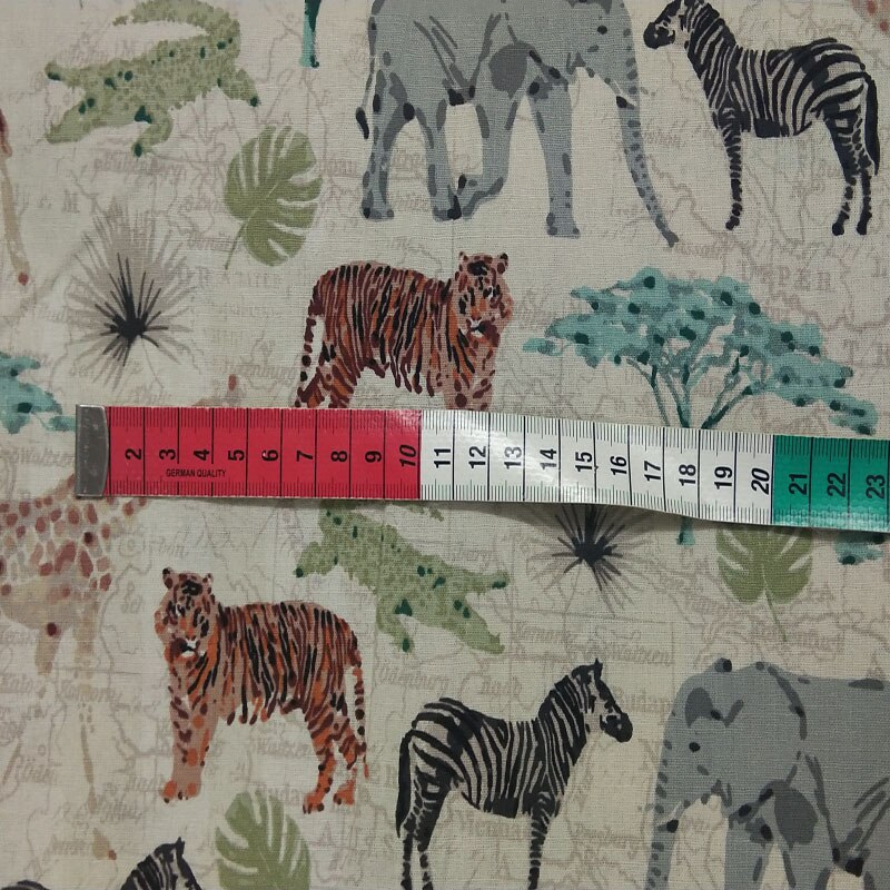 50x105cm Vivid Forest Animal Happy Zoo Zebra Elephant Tiger Printed Cotton Fabric Animal Fabric Patchwork DIY sewing Cloth Dress