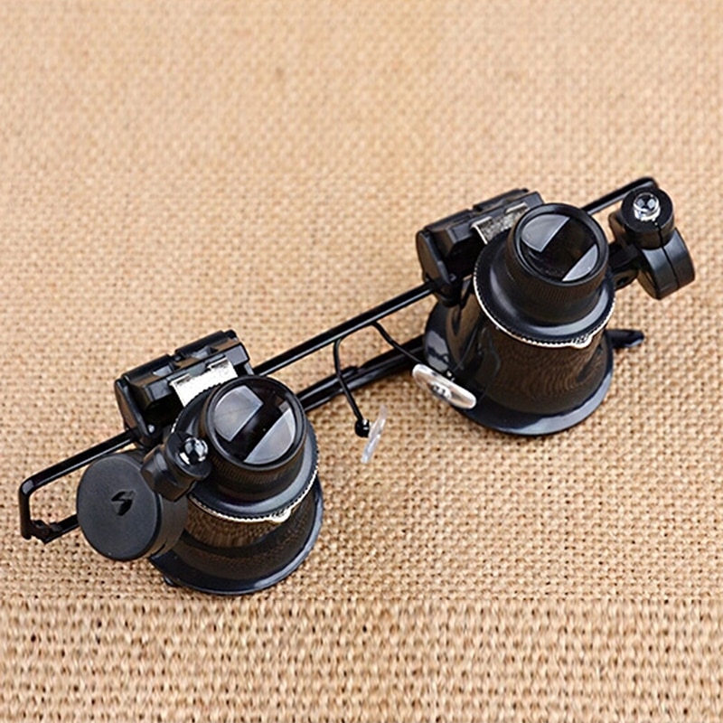 Draagbare 20X Vergrootglas Hoofdband Bril Met 2 Led Verlichting Voor Horloge Elektronische Reparatie & Juwelier Reparatie Horloge Met Led Lamp