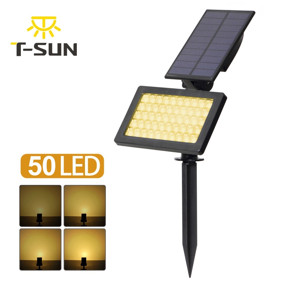T-SUN 50 Led Solar Powered Spots 3000K Outdoor Landschap Licht 960 Lumen IP44 180 Hoek Verstelbaar Voor Tuin Boom patio