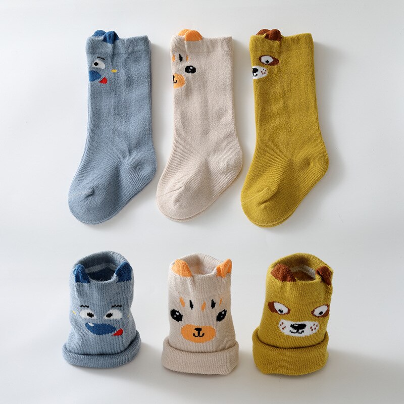 Baby Sokken Vos Kat Animal Print Baby Sokken Cartoon Knie Hoge Lange Beenwarmers Jongen Meisje Kinderen Sokken mode Sokken: Set5 / XS 0-1Yrs