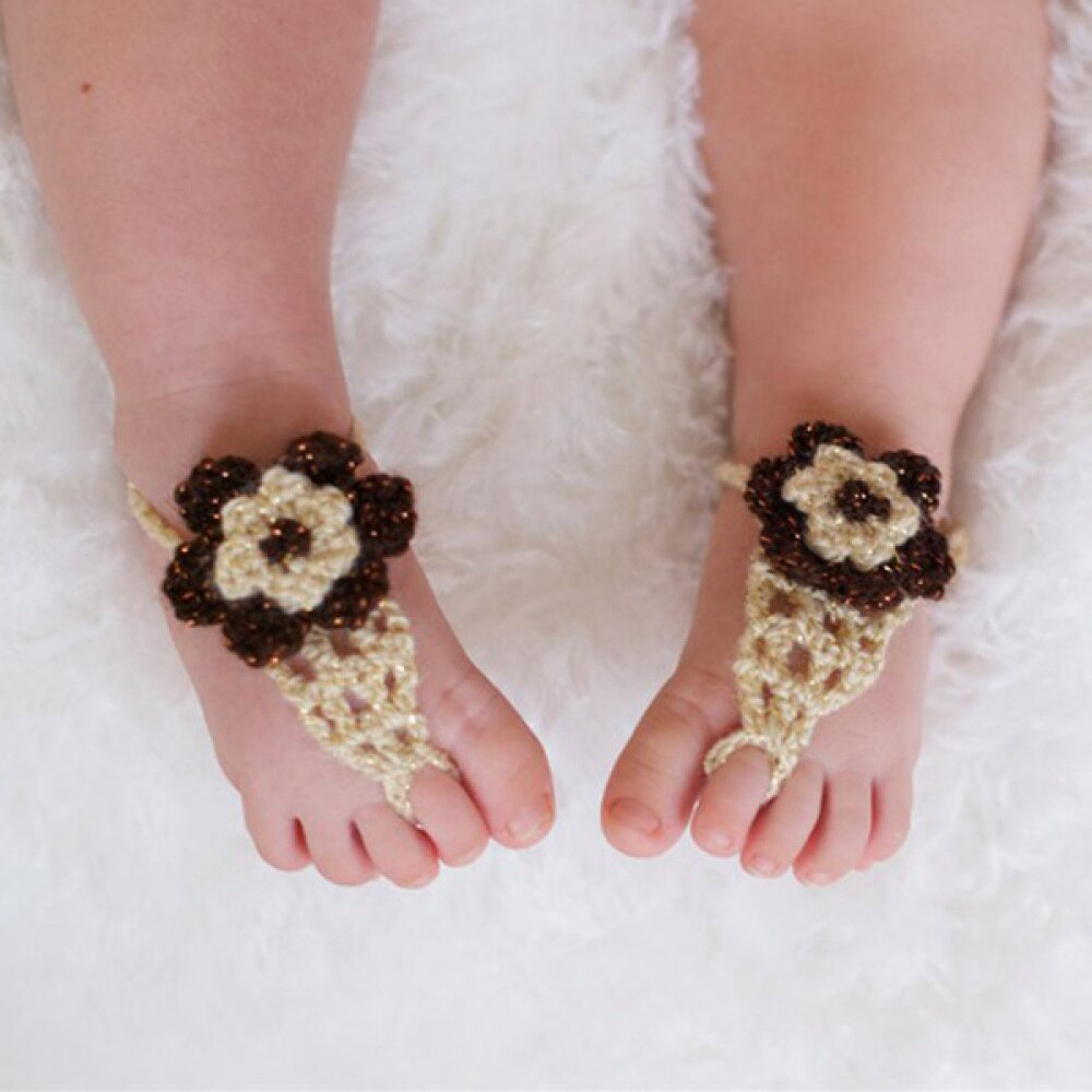 1 Pc Sandals Handmade Bright Color Cute Barefoot Sandals Foot-ware Crochet Sandals for Toddlers Baby Infant