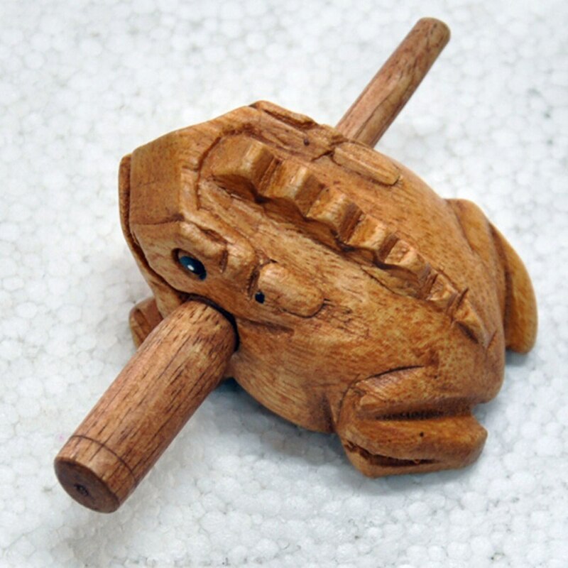 MMFC-Carved Croaking Wood Percussion Musical Sound Wood Frog Tone Block Toy