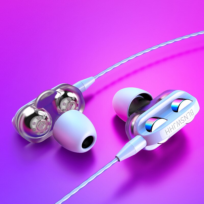 A6 Dual-action Quad-core Earplugs Wired Control Subwoofer Earphone Cable Suitable for Iphone Huawei Vivo Mobile Phone: E02000203-upgrade2