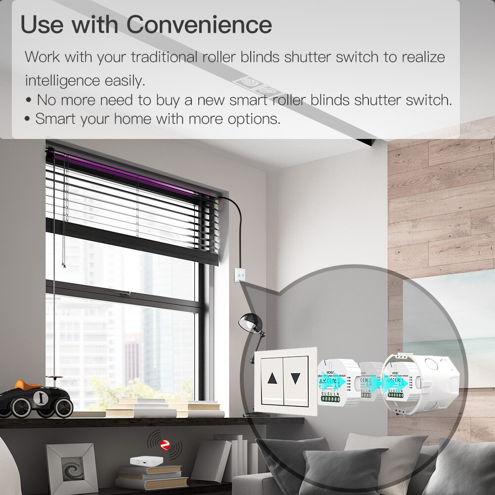 Módulo de interruptor de cortina inteligente Moes ZigBee RF433, para persiana enrollable motorizada, Motor 2MQTT, Tuya, APP inteligente Alexa y Google Home