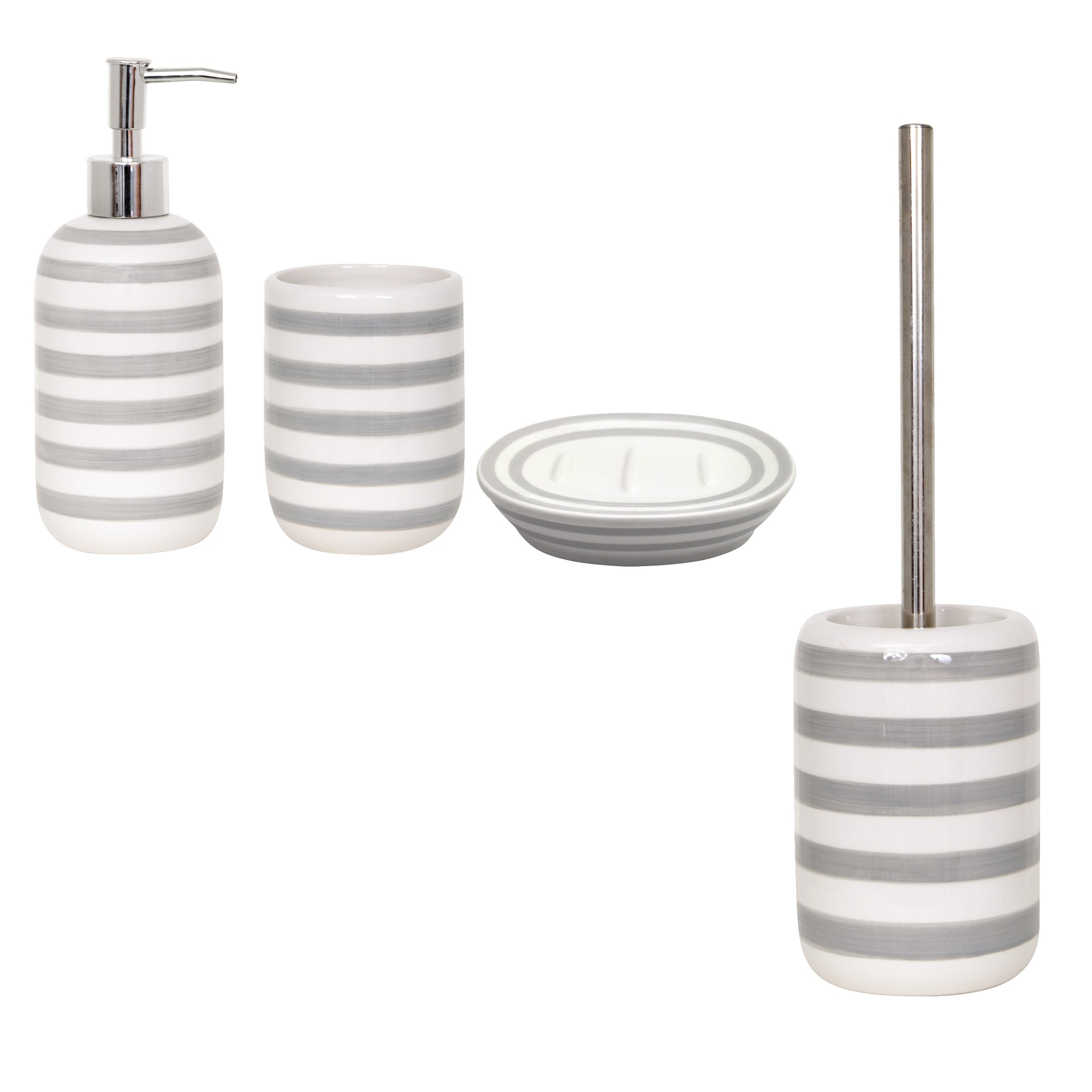 Lot pour accessoires de salle de bain en céramica MSV collectables Deauville couleur gris