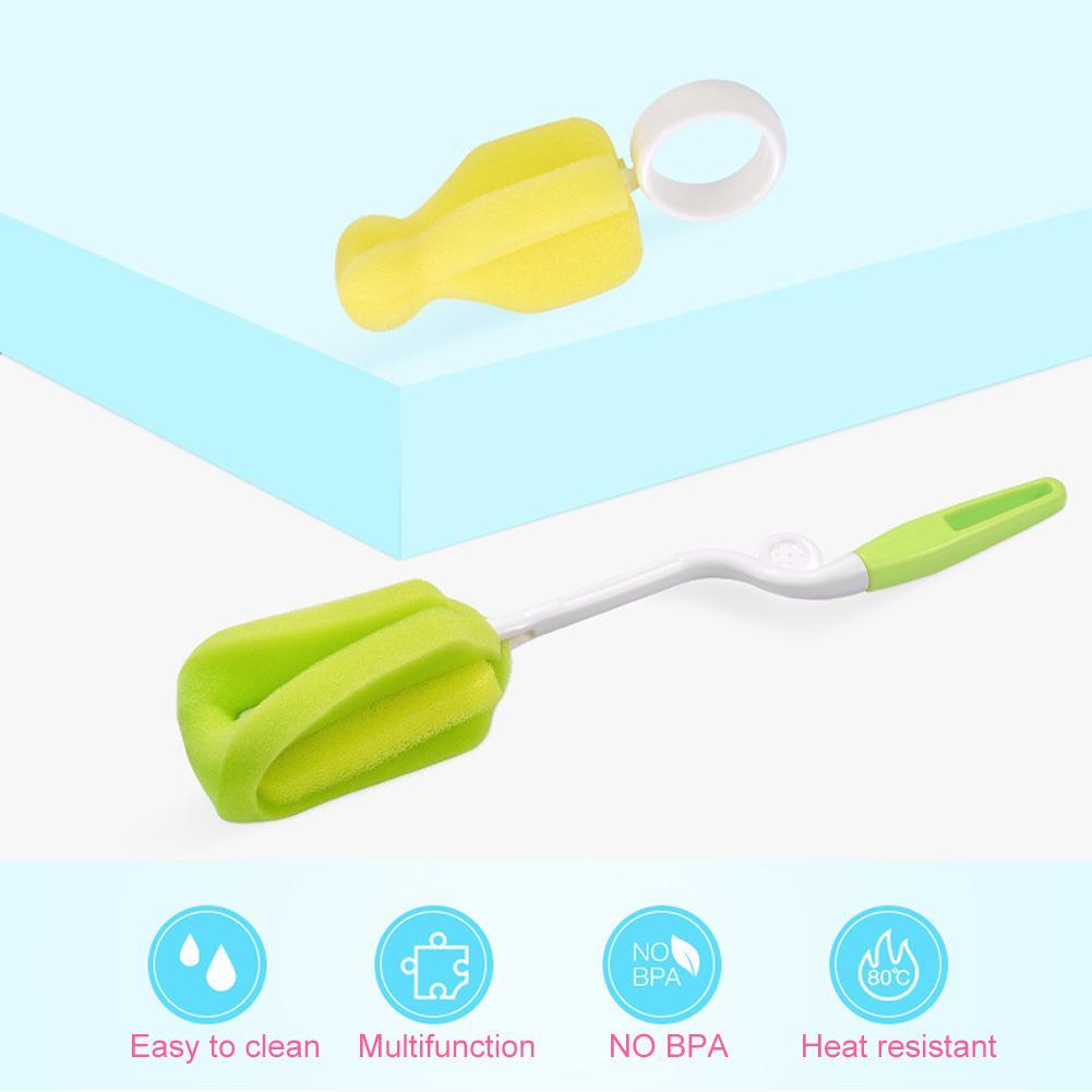 2019 Nova 2 pçs/set Mamadeira Escova Escova Mamilo 360-graus de Rotação da Cabeça Esponja Copo Escova de Limpeza Kit