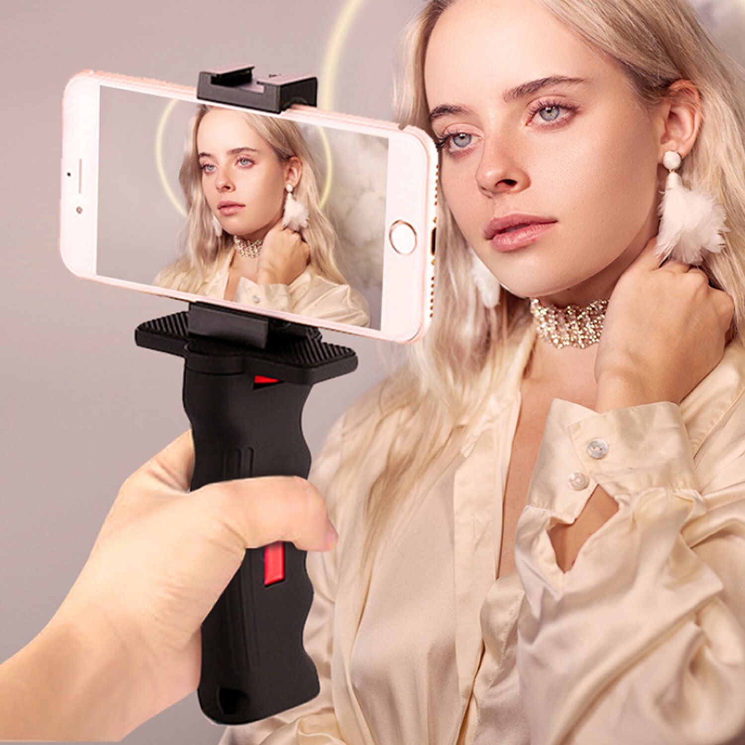 SUNNYLIFE Portable Handheld Gimbal Tripod Camera Stabilizers Bracket Hand Grip with Phone Holder for Action Camera Smartphone