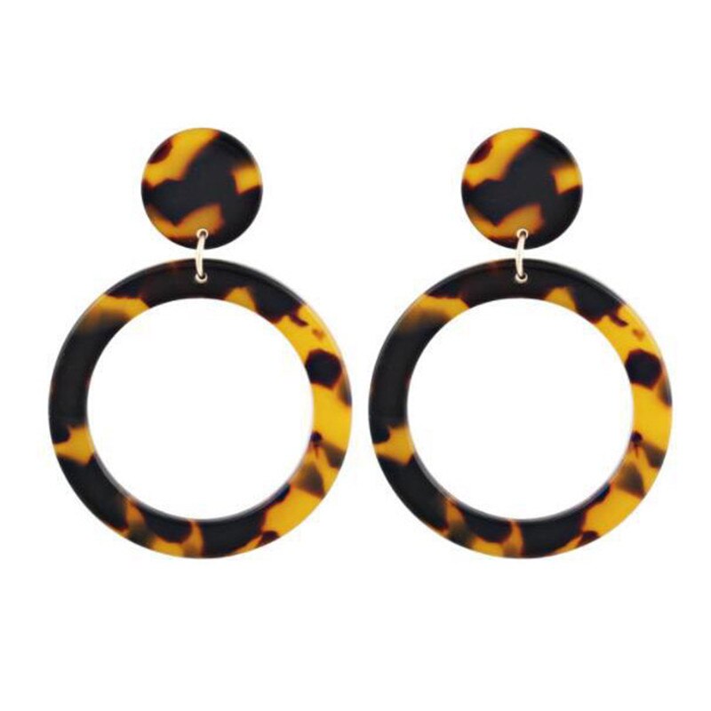Wukalo Bohemen Acryl Resin Oorbellen Voor Vrouwen Luipaard Print Ronde Dangle Oorbellen Boho Mode Vrouwelijke Sieraden: 62862