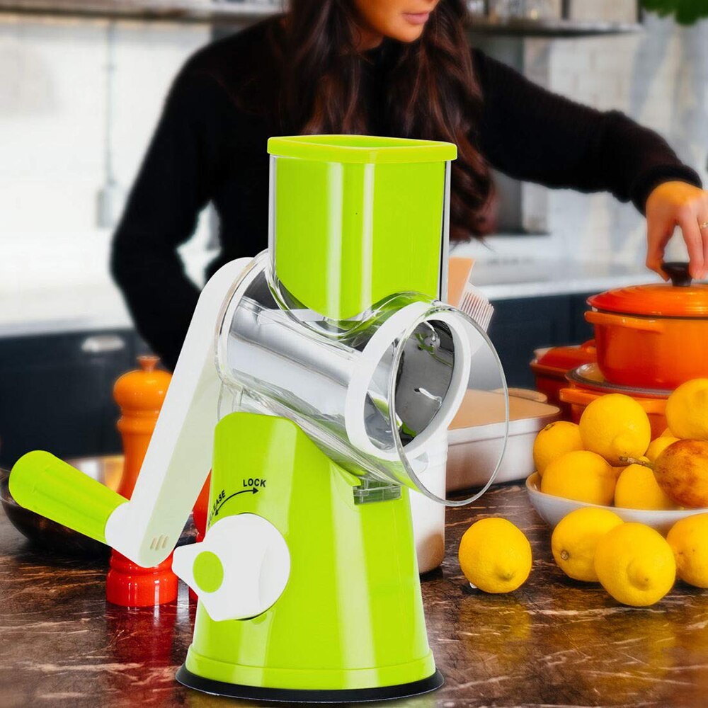 Round Mandoline Slicer Vegetable Cutter Manual Potato Julienne Carrot Slicer Cheese Grater Stainless Steel Blades Kitchen Tool