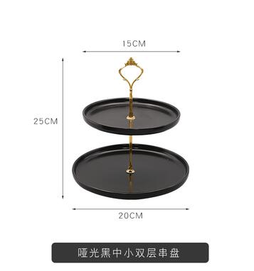 Nordic Candy Plate 3 Tier Golden Border Ceramic Wedding Plate Party Tableware Tray Display Rack Afternoon Tea Snack Plate: 1