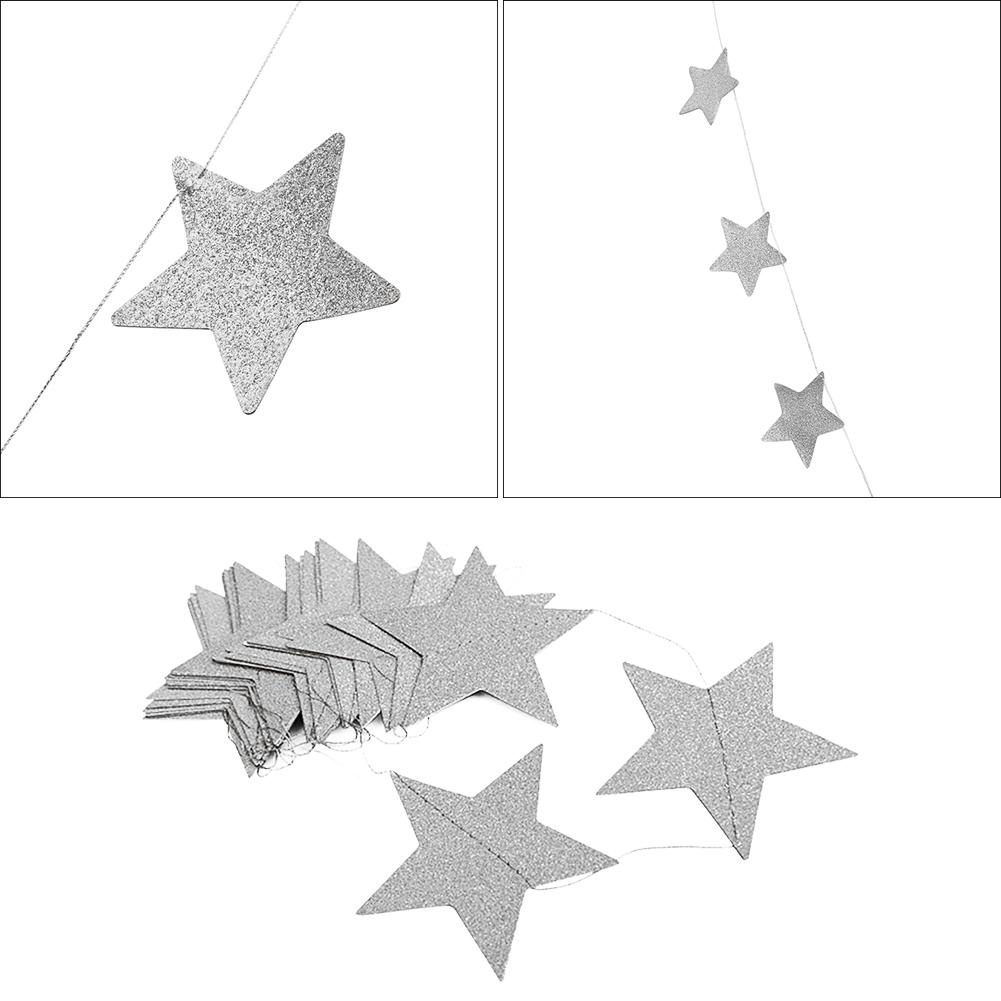 Guirnalda de estrellas de papel para colgar en la pared, cadena de 2m de largo, sonajero para bebé, pancarta hecha a mano, decoración del hogar para habitación de niños