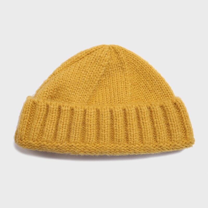 Unisex Ribbed Knitted Cuffed Short Melon Cap Solid Color Melon hat Skullcap Baggy Retro Ski Fisherman Docker Beanie Hat Slouchy: Yellow