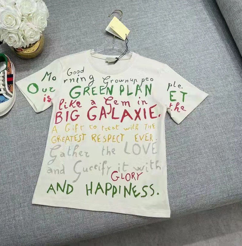 Zomer 2022 Luxe Kinderen T-shirt Gedrukte Korte Mouwen Katoenen Top Jongens En Meisjes Casual Top: 100cm