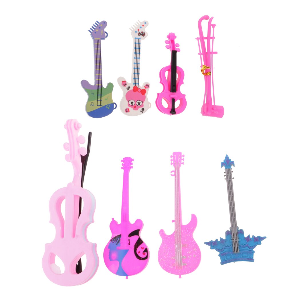 Puppe zubehör Musical Instrument - erhu Cello violine gitarre 8 teile/los Dollhosue Dekoration Klassische Spielzeug für freundlicher freundlicher