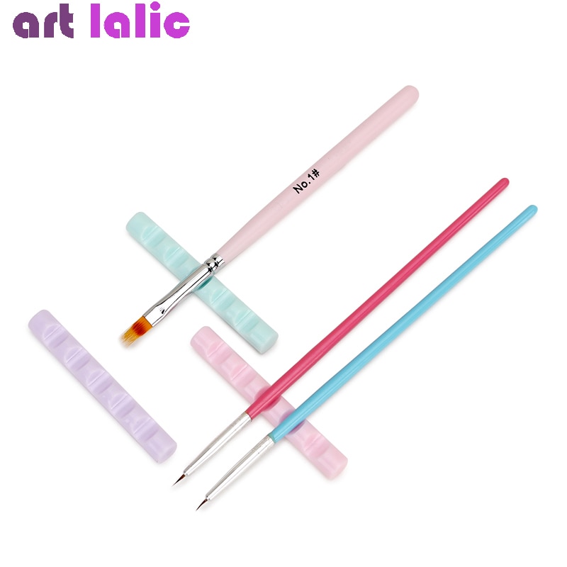 Nail art 5 gitter akryl pink stativ hylde maleri pensel pen holder holder stand display negle tips viser salon manicure værktøjer
