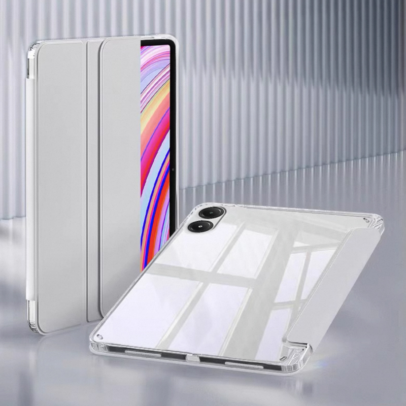 Fodral till redmi pad pro med pennhållare, genomskinlig akrylbaksida, hårt stativ, surfplatta, skal till xiaomi poco pad, kapasit 12.1 tum: Elva / Blå