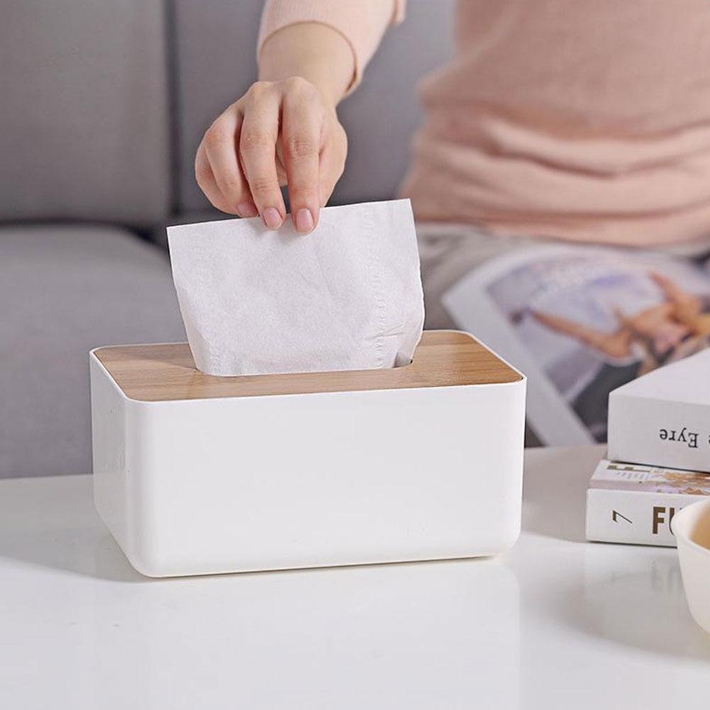 Plastic Tissue Box Modern Wooden Cover Paper with Oak Home Holder Home Tools Organizer Napkins Car Decoration Case Y6F9