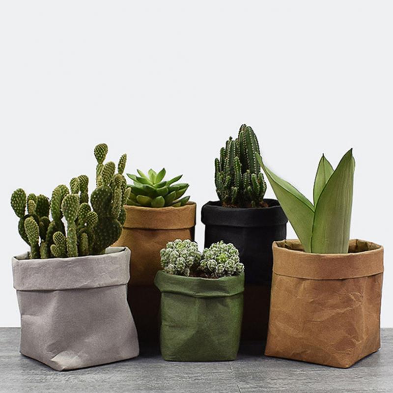 Mini Succulents Flower Pots Washable Paper Desktop Storage Bag Planter Pot Strong Tear Resistance Container Flowerpot