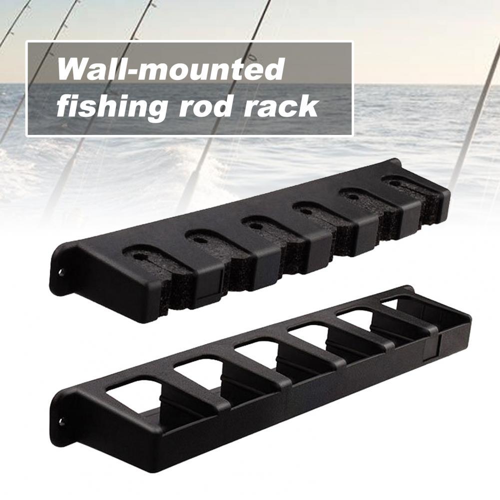 Black Wall-mounted vertical fishing rod rack Lu Ya rod storage Dip net hand pole collection rack outdoor Fishing accessories