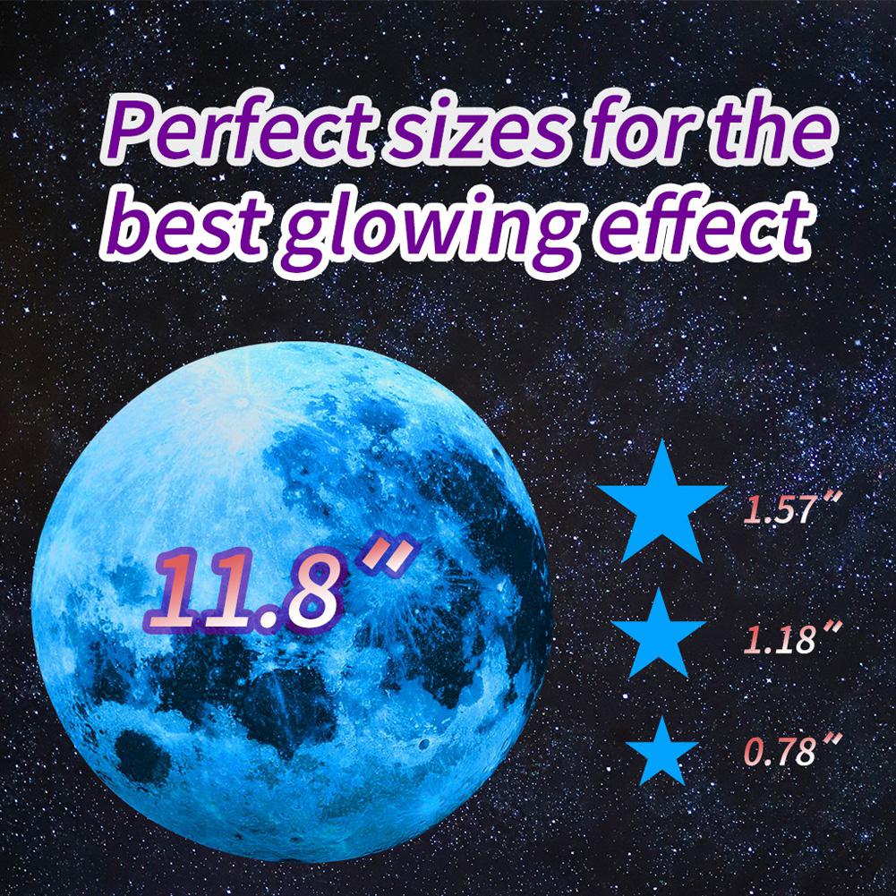 AsyPets 30cm Blue Moon 435pcs Blue Luminous Moon Star Sticker 166pcs Star Decal Decoration