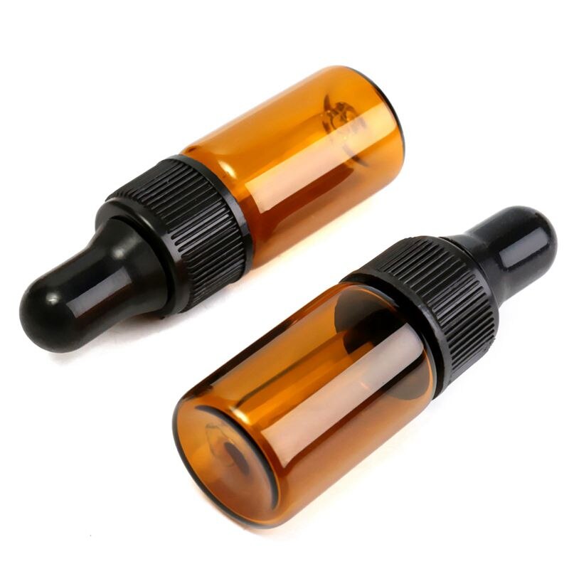 10Pcs 3Ml Lege Bruine Glazen Dropper Flessen Met Pipet Voor Essentiële Olie