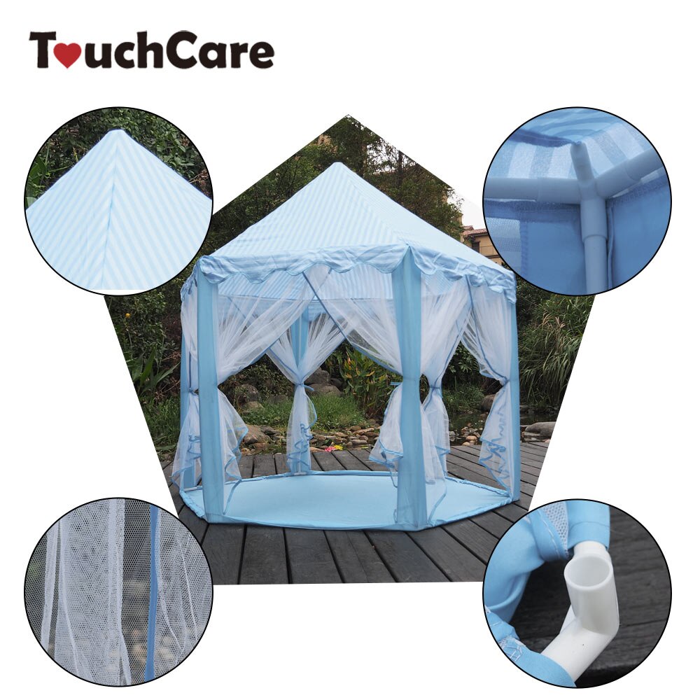 TouchCare Six Angle Pink Princess Castle Gauze Tent House Girl Children Large Indoor Outdoor Toy Game House Kids Ball Play Tents