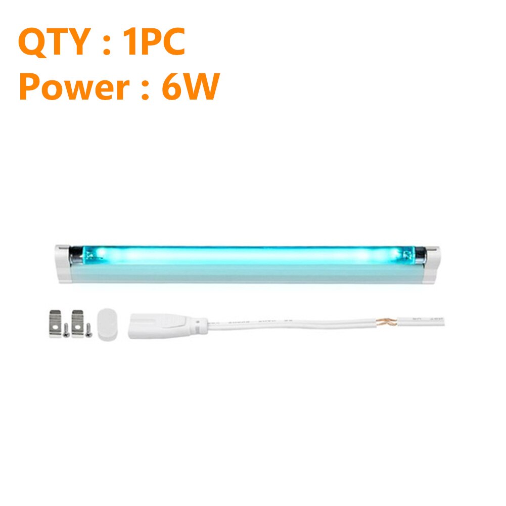 UVC Disinfection Lights Tube UV Ozone Germicidal Lamp T5 Tube Kill Dust Mite Ultraviolet Sterilizer Bulbs 6W 8W EU Plug 220V: 6W