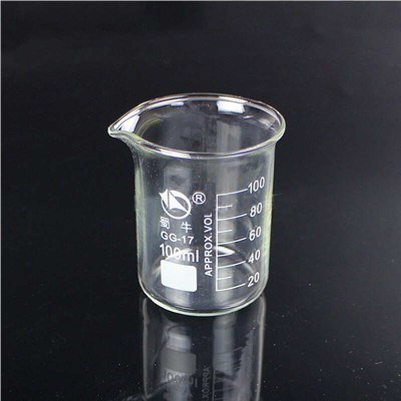 Vaso de laboratorio de 25ml a 1000ml, frasco de vaso transparente de vidrio para laboratorio de química, espesado con boquilla, 1 lote