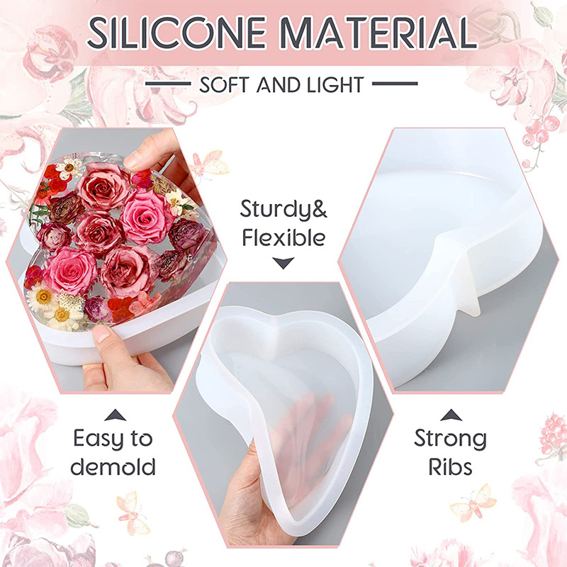 DIY geometría cubo grande espécimen amor resina epoxi molde redondo rectángulo espejo moldes de silicona para fundición de resina hacer decoración del hogar