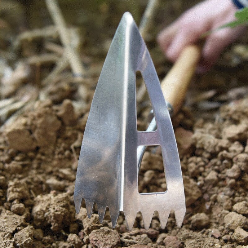 Herramienta de jardinería de azada puntiaguda, cultivador de mango corto con engranaje deshierbe, huerto, plantación, excavación, herramienta de Agricultura de deshierbe