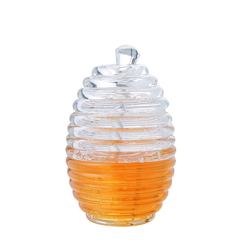 Honey Jar With Dipper And Lid Glass Beehive Honey Pot For Home Kitchen, 9 Ounce, Clear Household Storage Box: Default Title