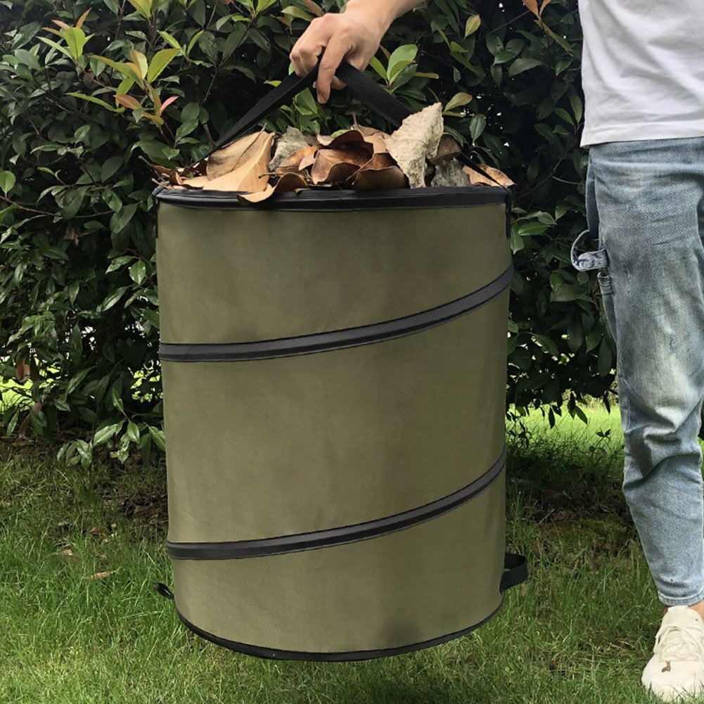 Vattentät bärbar med handtag utomhus 10 gallon återanvändbar trädgårdsväska oxford tyg hopfällbar behållare löv papperskorg