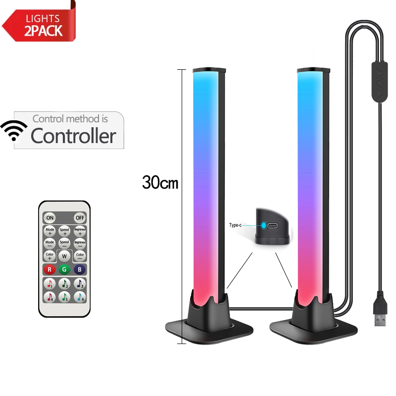 30/55cm RGB rétro-éclairage barre bureau atmosphère lumière LED musique rythme détection décoration lampe jeu chambre Festival veilleuse: Bleu