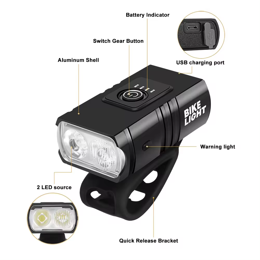 2 t6 led cykelforlygte type-c genopladelig cykelpandelampe mountainbike racercykel forlygte til natkørsel cykling sikkerhed