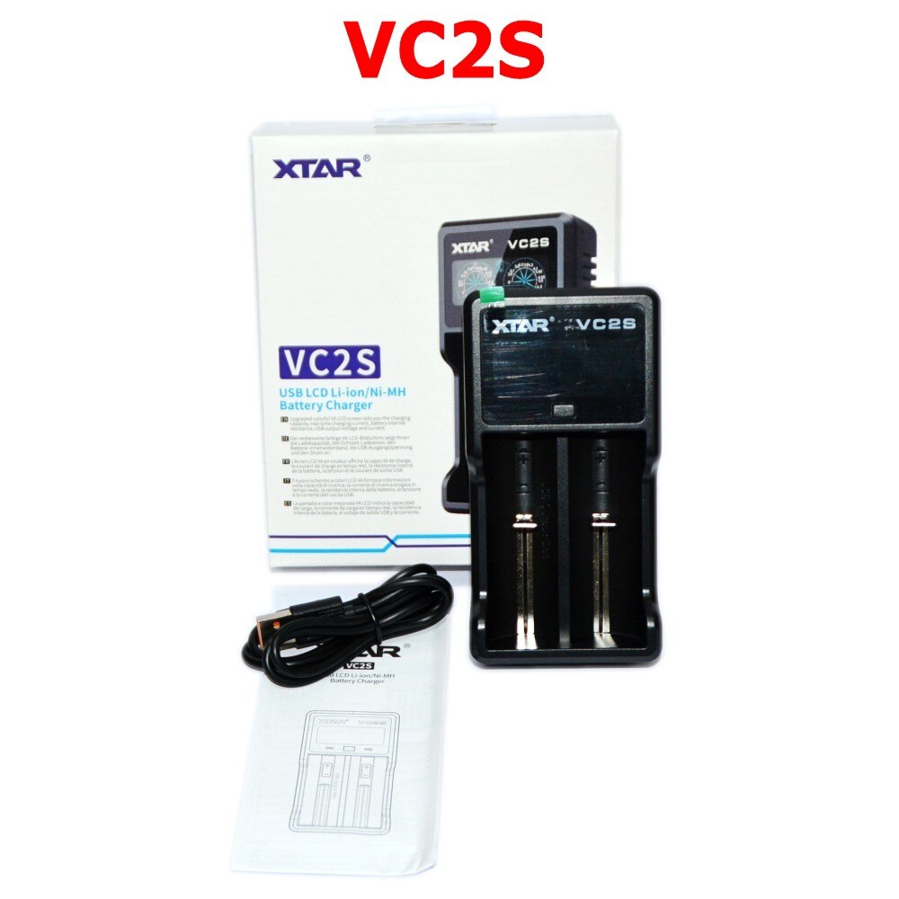 XTAR VC2 VC4 VC2S VC4SL battery charger for 10440/16340/14500/14650/18350/18500/18650/18700/21700/20700/17500: VC2S