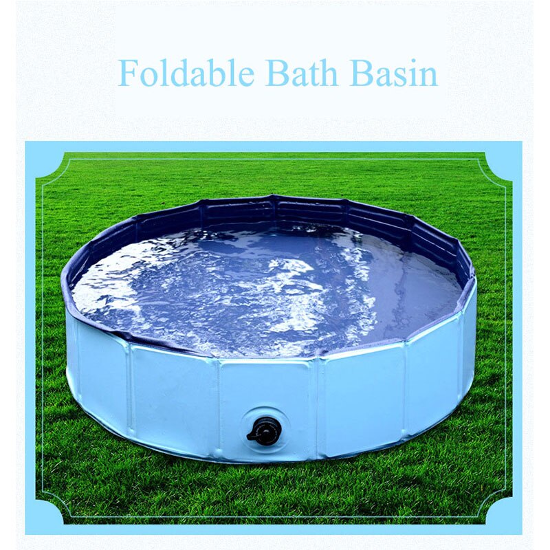 Dropshippig PVC Foldable Pet Dog Cat Swimming Pool PVC Washing Pond Dog Tub Bed Large Small Dog Swimming House Bed Summer Pool: ST-M343Blue / 30x10cm no plug