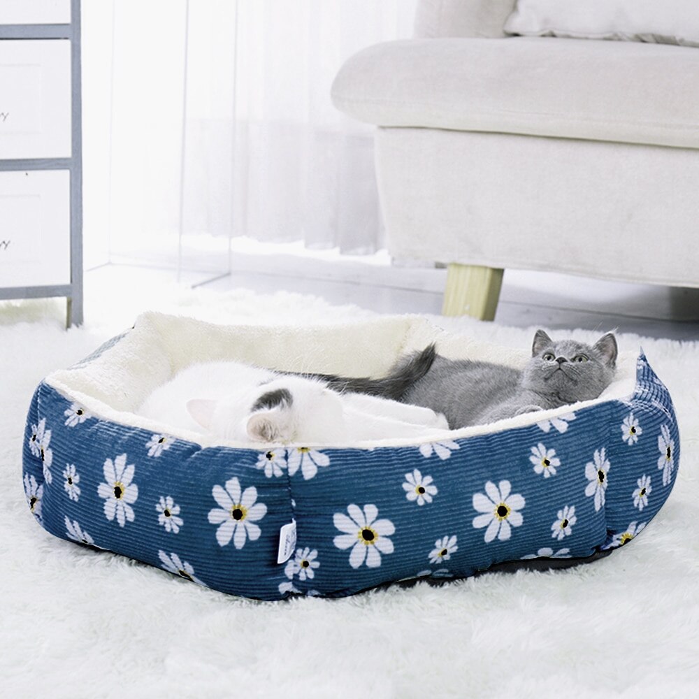 Hexagon Cat Bed Dog Pet Beds For Medium Small Pillow Dog Bed Warming Kennel Washable Pet Floppy House: blue / 45 x12cm