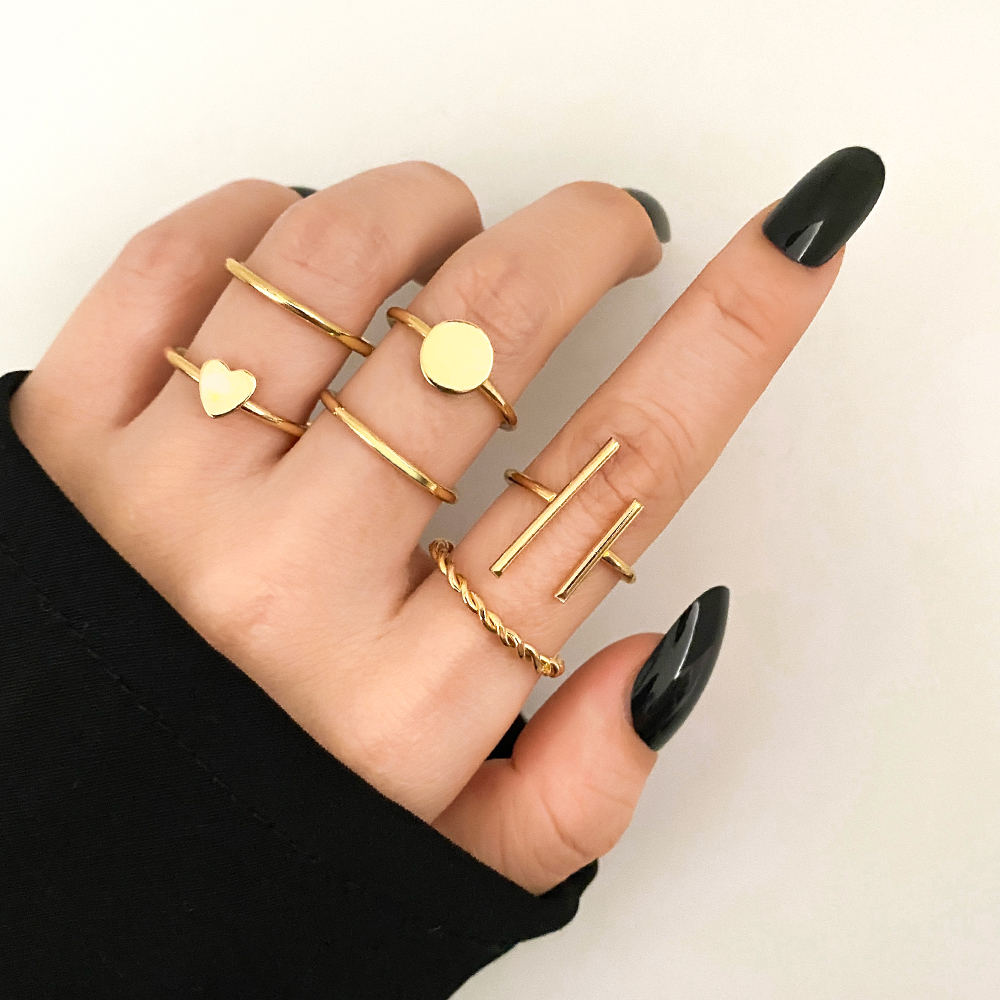 Ifmia 2022 Trend Goud Kleur Ronde Hollow Geometrische Ringen Set Voor Vrouwen Mode Cross Twist Open Ring Joint Ring Vrouwelijke sieraden: IF24211443