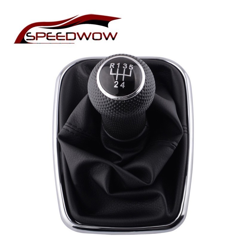 SPEEDWOW Auto Pookknop 5 Speed PU Leather Shifter Stick Met Stofdichte Cover Versnellingshendel Voor VW Golf R32 bora MK4 Jetta
